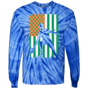 Ping Pong Irish American Flag St Patrick's Day Table Tennis Funny Gift Tie-Dye Long Sleeve Shirt