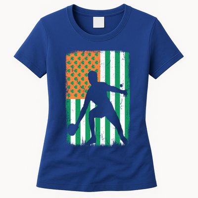 Ping Pong Irish American Flag St Patrick's Day Table Tennis Funny Gift Womens T-Shirt