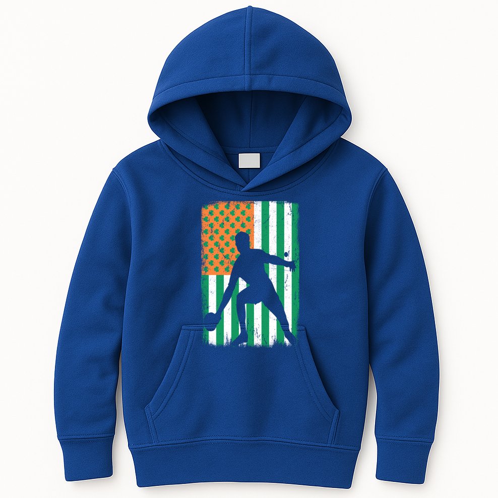 Ping Pong Irish American Flag St Patrick's Day Table Tennis Funny Gift Kids Hoodie