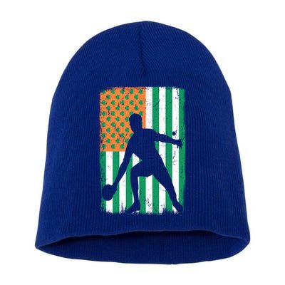 Ping Pong Irish American Flag St Patrick's Day Table Tennis Funny Gift Short Acrylic Beanie