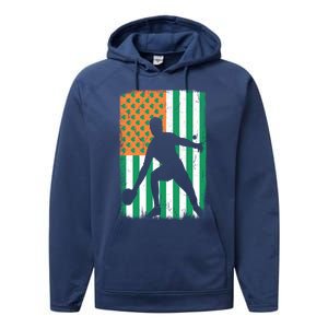 Ping Pong Irish American Flag St Patrick's Day Table Tennis Funny Gift Performance Fleece Hoodie