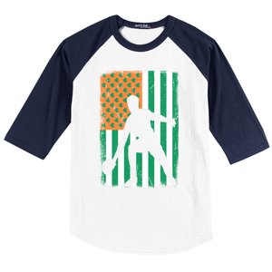 Ping Pong Irish American Flag St Patrick's Day Table Tennis Funny Gift Baseball Sleeve Shirt