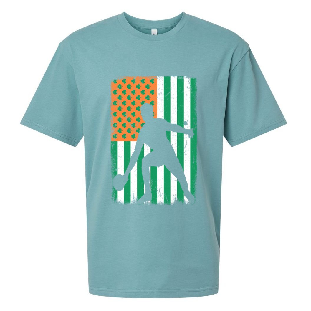 Ping Pong Irish American Flag St Patrick's Day Table Tennis Funny Gift Sueded Cloud Jersey T-Shirt