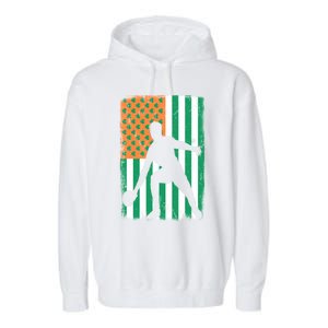 Ping Pong Irish American Flag St Patrick's Day Table Tennis Funny Gift Garment-Dyed Fleece Hoodie