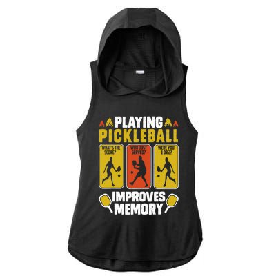 Playing Pickleball Improves Memory Funny Pickleball Player Ladies PosiCharge Tri-Blend Wicking Draft Hoodie Tank