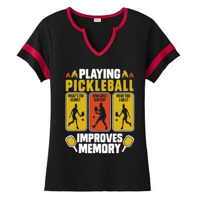 Playing Pickleball Improves Memory Funny Pickleball Player Ladies Halftime Notch Neck Tee