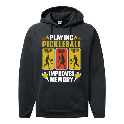 Playing Pickleball Improves Memory Funny Pickleball Player Performance Fleece Hoodie