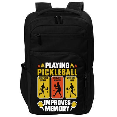 Playing Pickleball Improves Memory Funny Pickleball Player Impact Tech Backpack