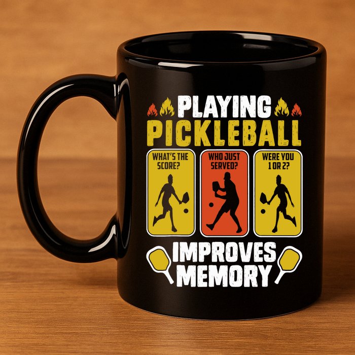 Playing Pickleball Improves Memory Funny Pickleball Player 11oz C Handle Ceramic Mug