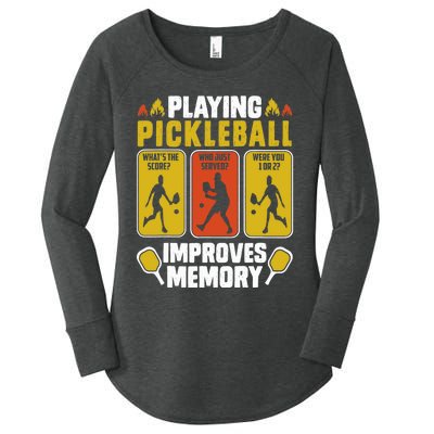 Playing Pickleball Improves Memory Funny Pickleball Player Women's Perfect Tri Tunic Long Sleeve Shirt