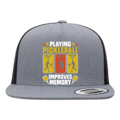 Playing Pickleball Improves Memory Funny Pickleball Player Flat Bill Trucker Hat