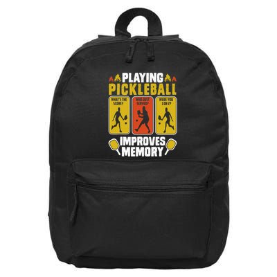 Playing Pickleball Improves Memory Funny Pickleball Player 16 in Basic Backpack