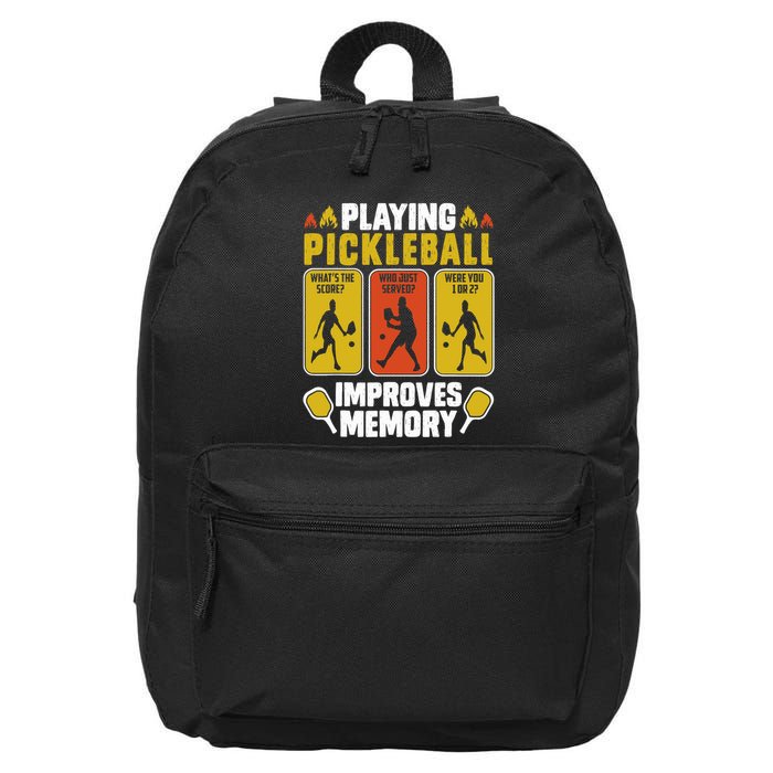 Playing Pickleball Improves Memory Funny Pickleball Player 16 in Basic Backpack