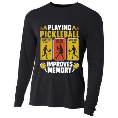 Playing Pickleball Improves Memory Funny Pickleball Player Cooling Performance Long Sleeve Crew