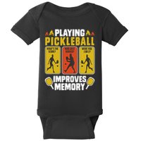 Playing Pickleball Improves Memory Funny Pickleball Player Baby Bodysuit