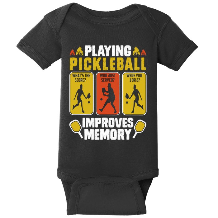 Playing Pickleball Improves Memory Funny Pickleball Player Baby Bodysuit