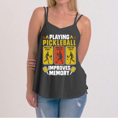 Playing Pickleball Improves Memory Funny Pickleball Player Women's Strappy Tank