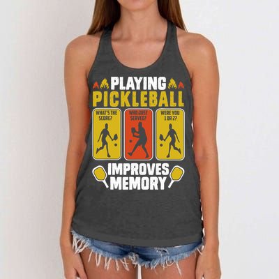 Playing Pickleball Improves Memory Funny Pickleball Player Women's Knotted Racerback Tank