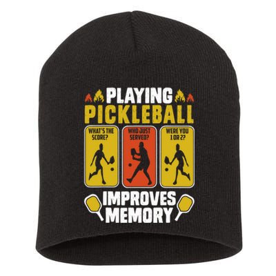 Playing Pickleball Improves Memory Funny Pickleball Player Short Acrylic Beanie