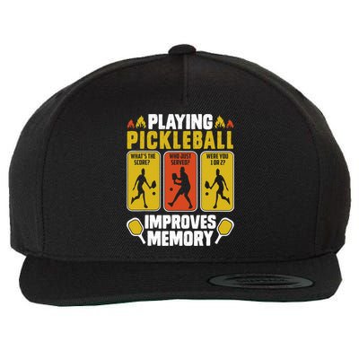 Playing Pickleball Improves Memory Funny Pickleball Player Wool Snapback Cap