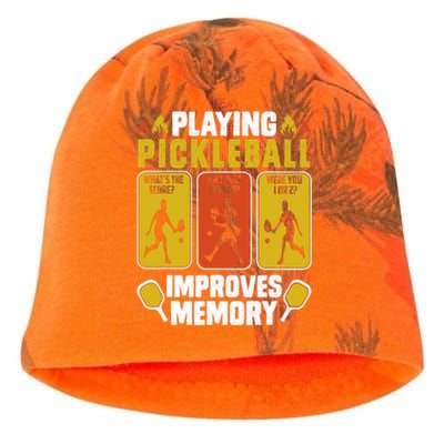 Playing Pickleball Improves Memory Funny Pickleball Player Kati - Camo Knit Beanie