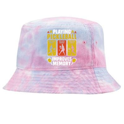 Playing Pickleball Improves Memory Funny Pickleball Player Tie-Dyed Bucket Hat