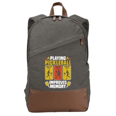 Playing Pickleball Improves Memory Funny Pickleball Player Cotton Canvas Backpack
