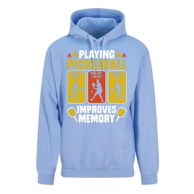 Playing Pickleball Improves Memory Funny Pickleball Player Unisex Surf Hoodie