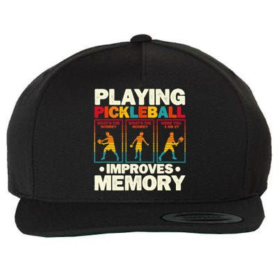 Playing Pickleball Improves Memory Funny Pickleball Player Wool Snapback Cap