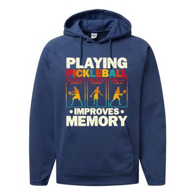 Playing Pickleball Improves Memory Funny Pickleball Player Performance Fleece Hoodie