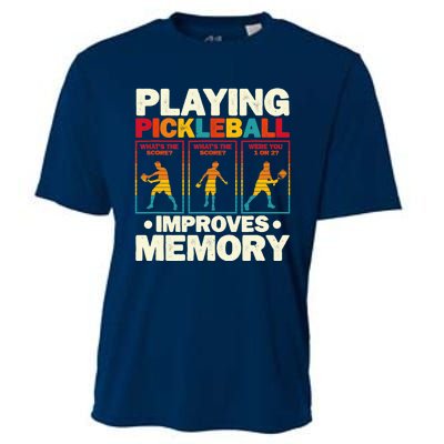 Playing Pickleball Improves Memory Funny Pickleball Player Cooling Performance Crew T-Shirt