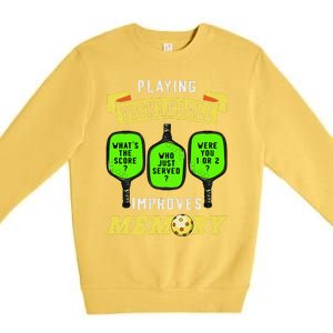 Playing Pickleball Improves Memory Pickleball Retirement Premium Crewneck Sweatshirt