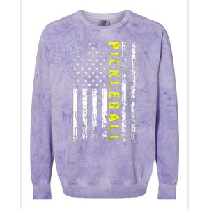 Pickleball Distressed USA Flag Colorblast Crewneck Sweatshirt