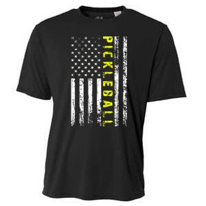 Pickleball Distressed USA Flag Cooling Performance Crew T-Shirt