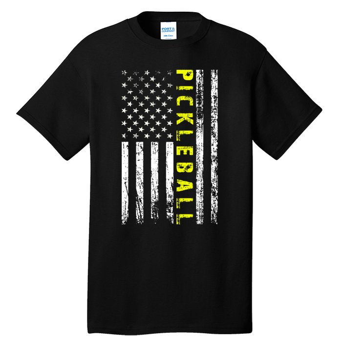 Pickleball Distressed USA Flag Tall T-Shirt