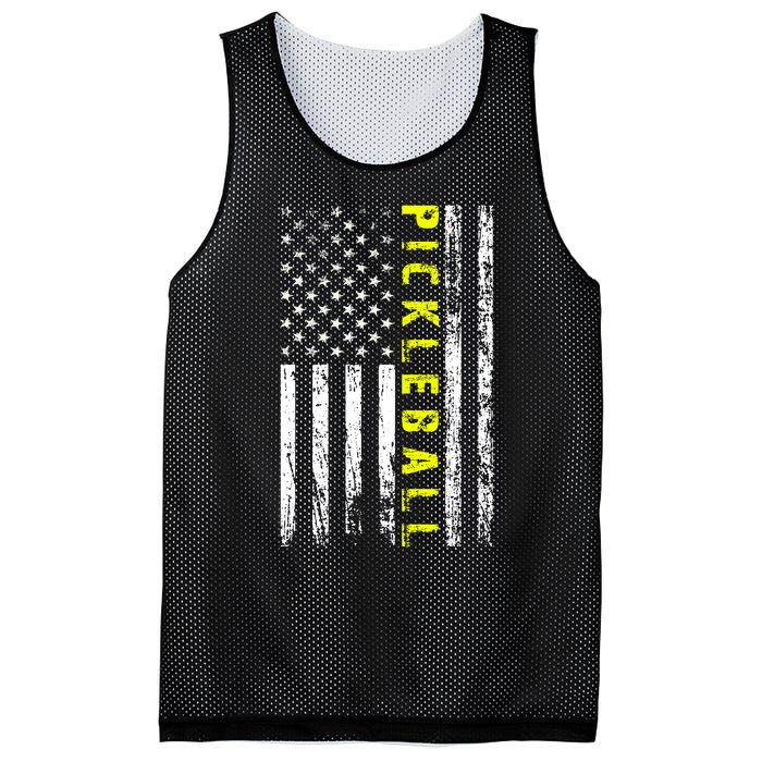 Pickleball Distressed USA Flag Mesh Reversible Basketball Jersey Tank