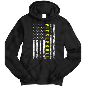 Pickleball Distressed USA Flag Tie Dye Hoodie