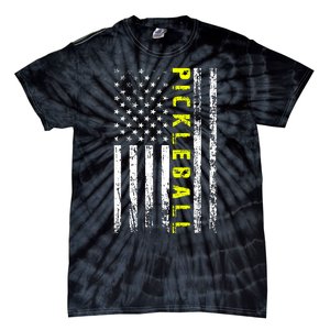 Pickleball Distressed USA Flag Tie-Dye T-Shirt