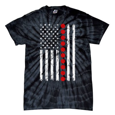 Pickleball Distressed Patriotic USA Flag Tie-Dye T-Shirt