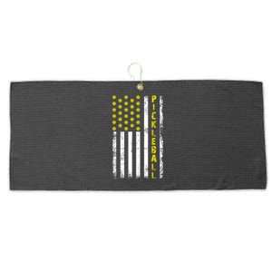 Pickleball Distressed USA Flag Large Microfiber Waffle Golf Towel