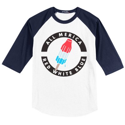 Patriotic Popsicle July Cute Gift Baseball Sleeve Shirt