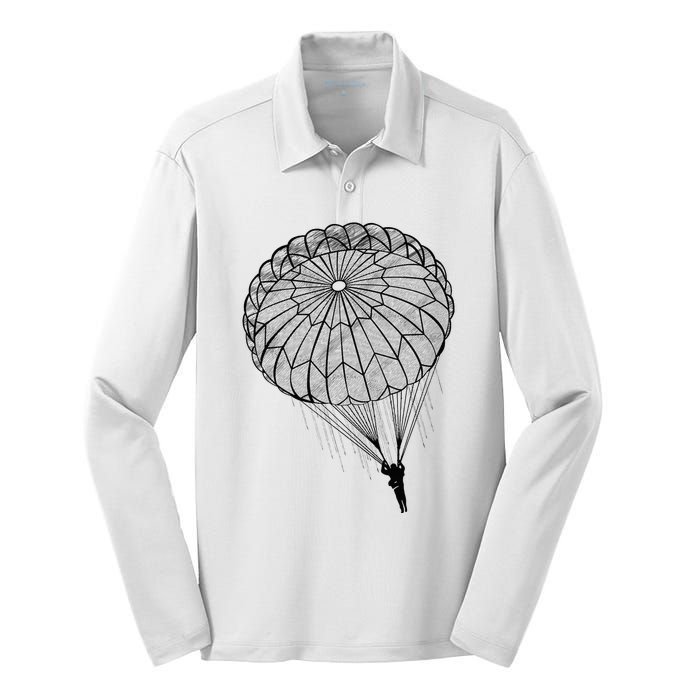 Paratrooper Parachute Jump Army Airborne Silk Touch Performance Long Sleeve Polo