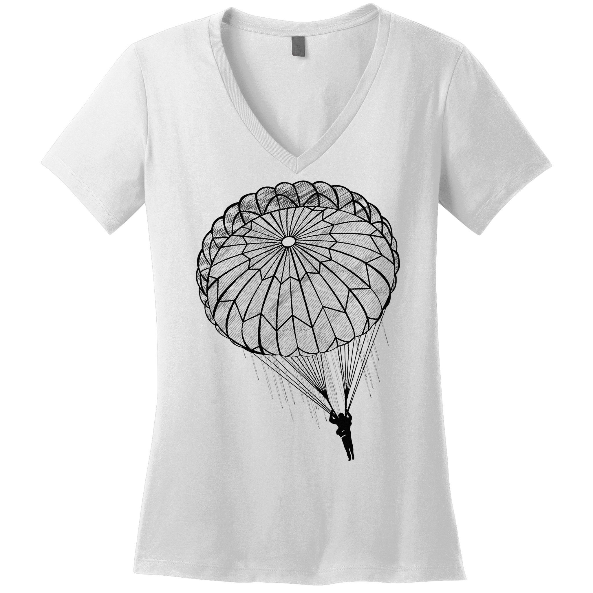 Paratrooper Parachute Jump Army Airborne Women's V-Neck T-Shirt