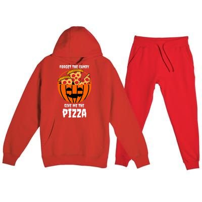 Pizza Pumpkin Jackolantern Costume Easy Halloween Gifts Premium Hooded Sweatsuit Set