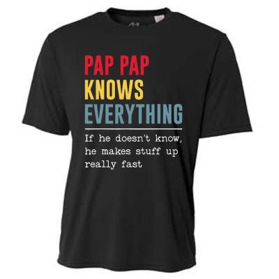 Pap Pap Knows Everything Funny Father's Day Cooling Performance Crew T-Shirt