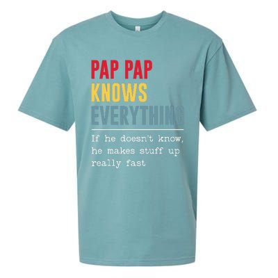 Pap Pap Knows Everything Funny Father's Day Sueded Cloud Jersey T-Shirt