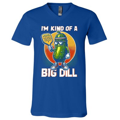 Pickleball Pickle Kind Of A Big Dill Funny Pickleballer Gift V-Neck T-Shirt