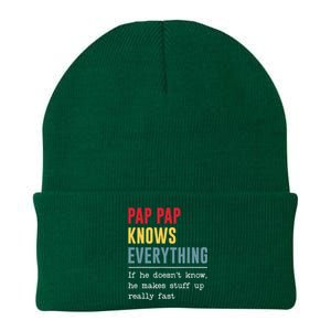 Pap Pap Knows Everything Funny Father's Day Knit Cap Winter Beanie