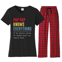 Pap Pap Knows Everything Funny Father's Day Women's Flannel Pajama Set