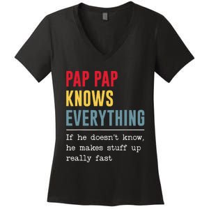 Pap Pap Knows Everything Funny Father's Day Women's V-Neck T-Shirt